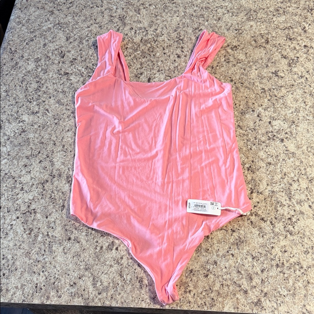Pink Womens Scoop Neck Bodysuit
